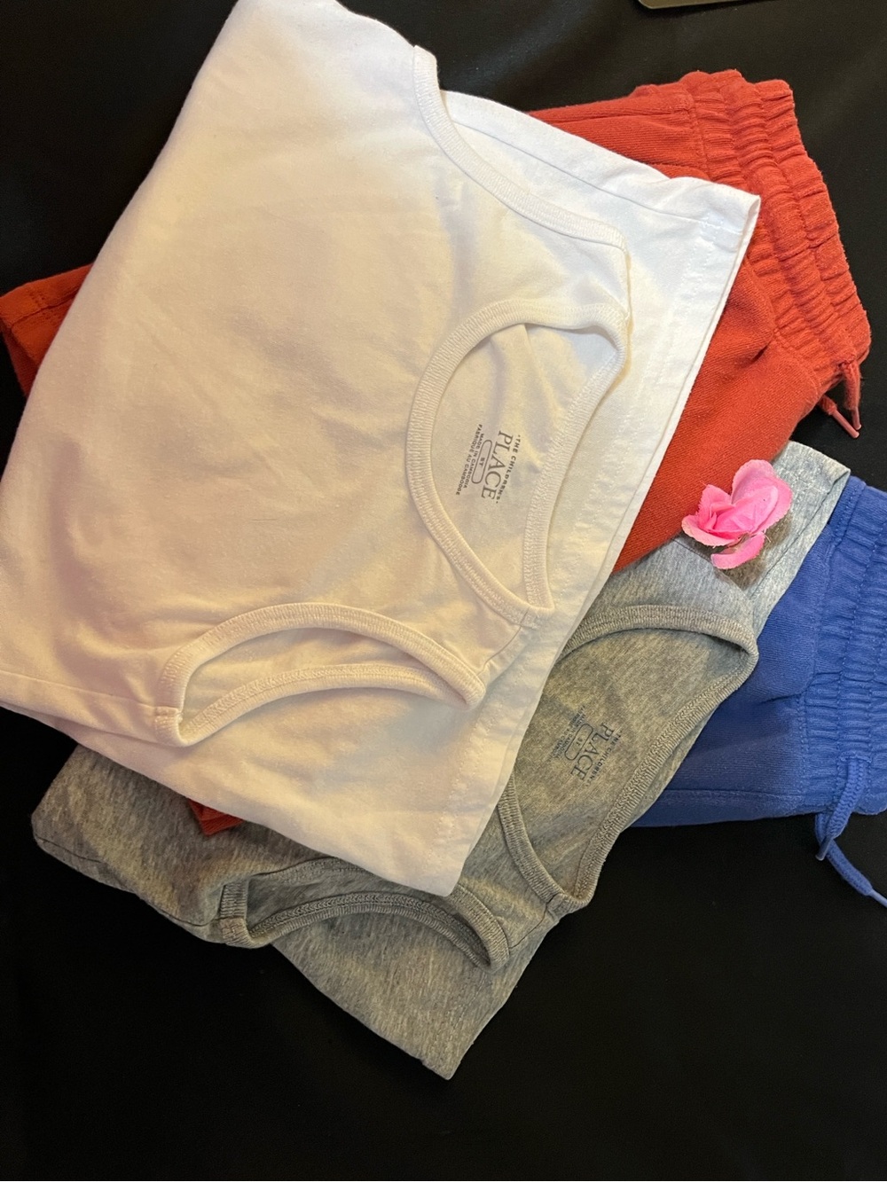 The Children's Place Girls' Cotton Shorts & Tank Set - White, Red, Gray, Blue